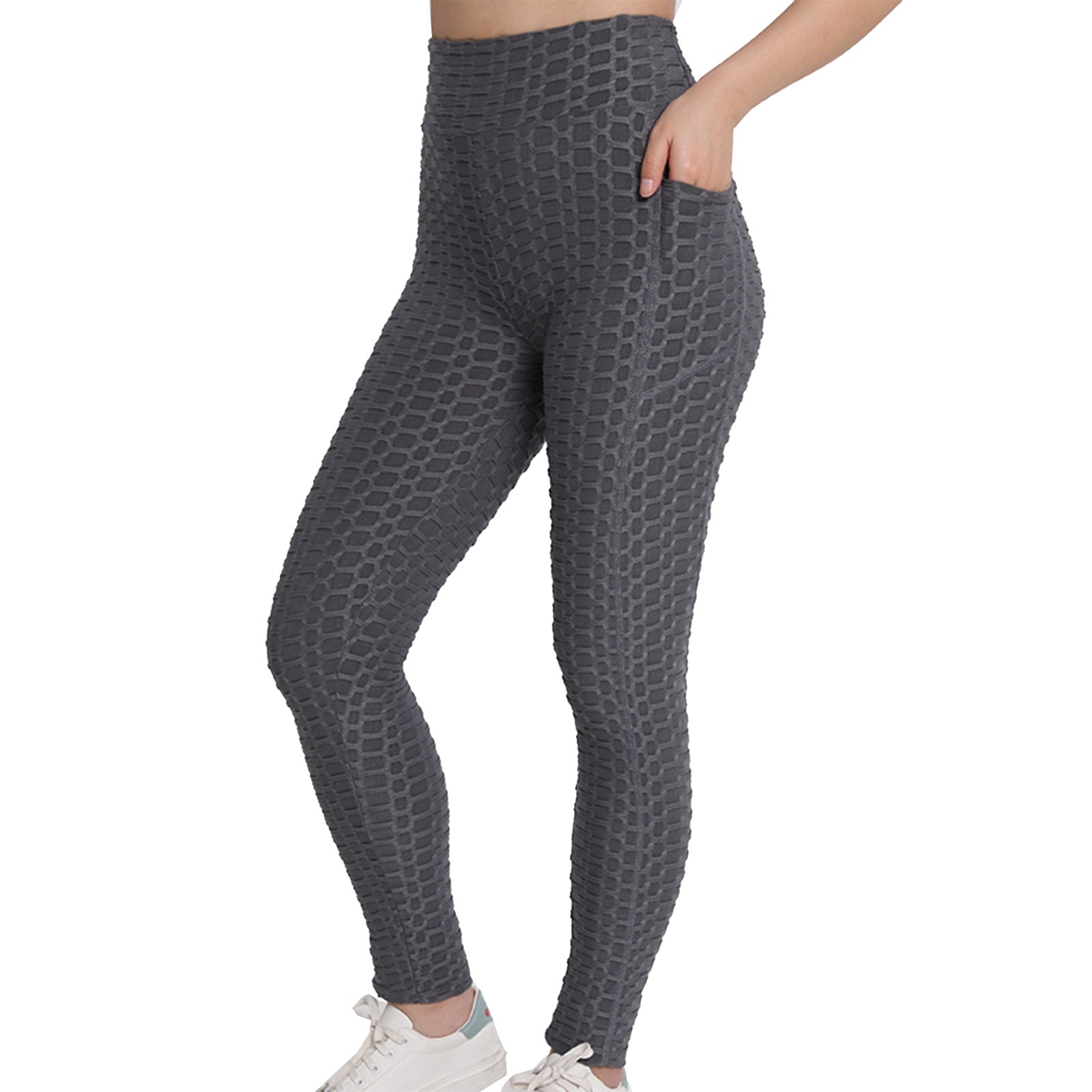 thumbnail image 2 of Pantalones de yoga de cintura alta para mujer: realzan los glúteos, leggings con bolsillos, tejido elástico, ideales para fitness/casual, tallas S-XXL, 2 of 5